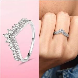 925 STERLING SILVER BOHEMIAN TIARA CUBIC ZIRCON STACKABLE SIZE 7 RING